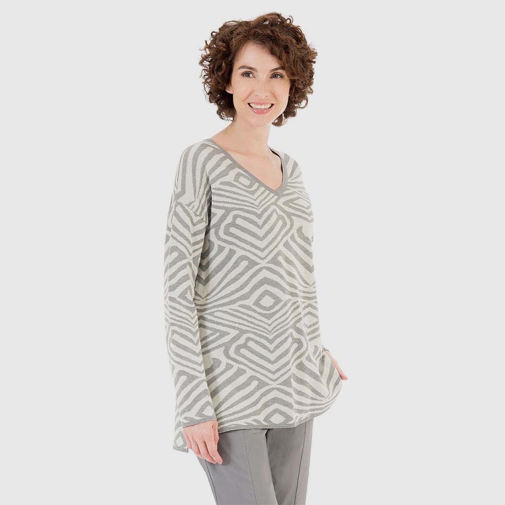 Kastenpullover Ethno, V-Neck