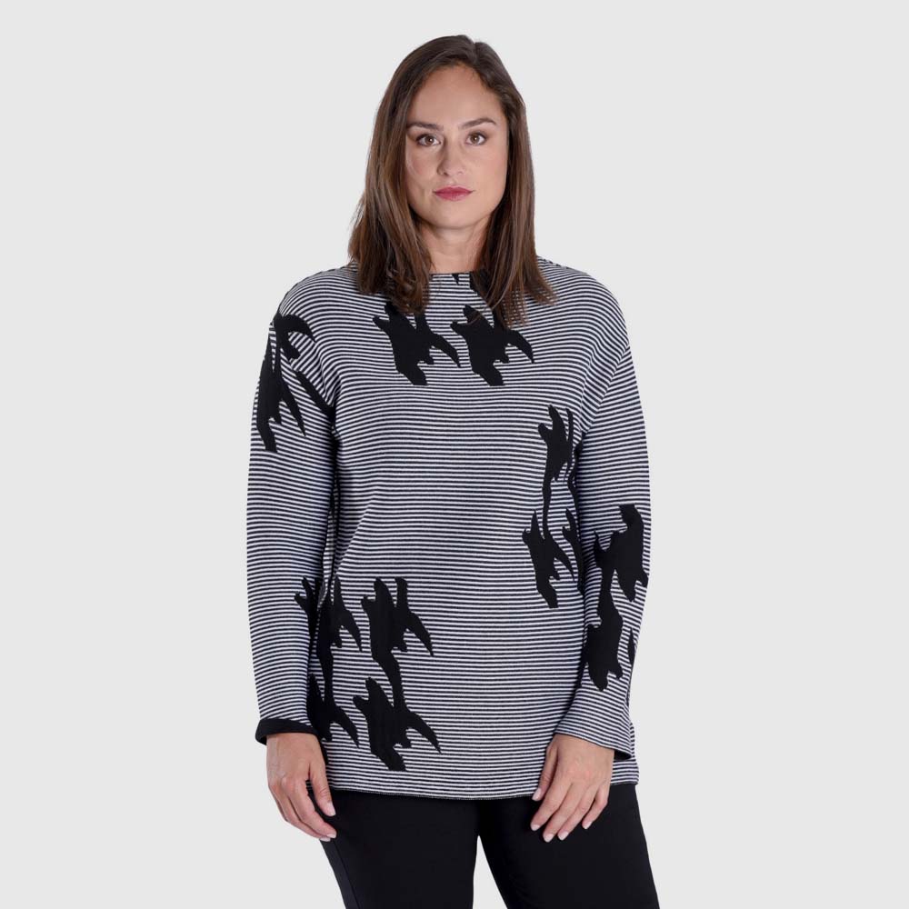Pullover Hahnentritt, angeschn. Kragen