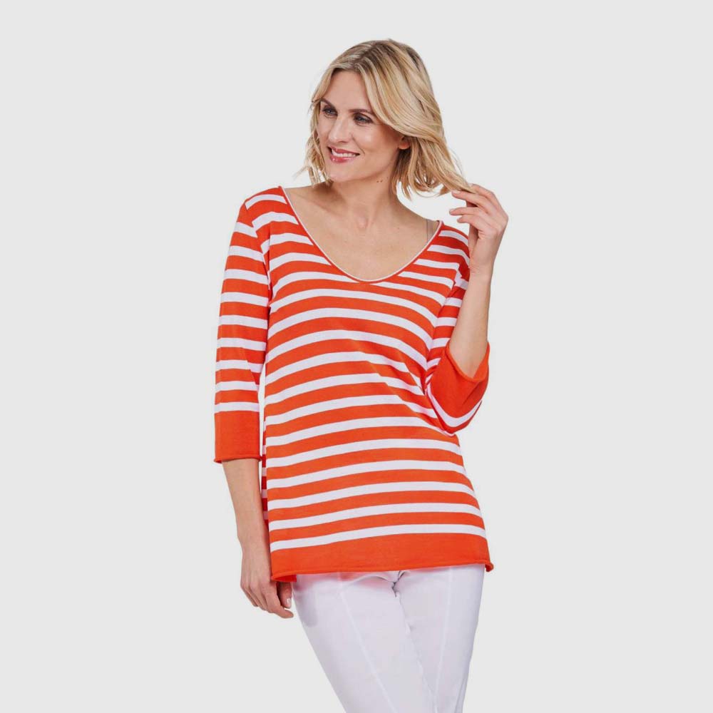 Ringel-Pullover V-Neck ultra-light