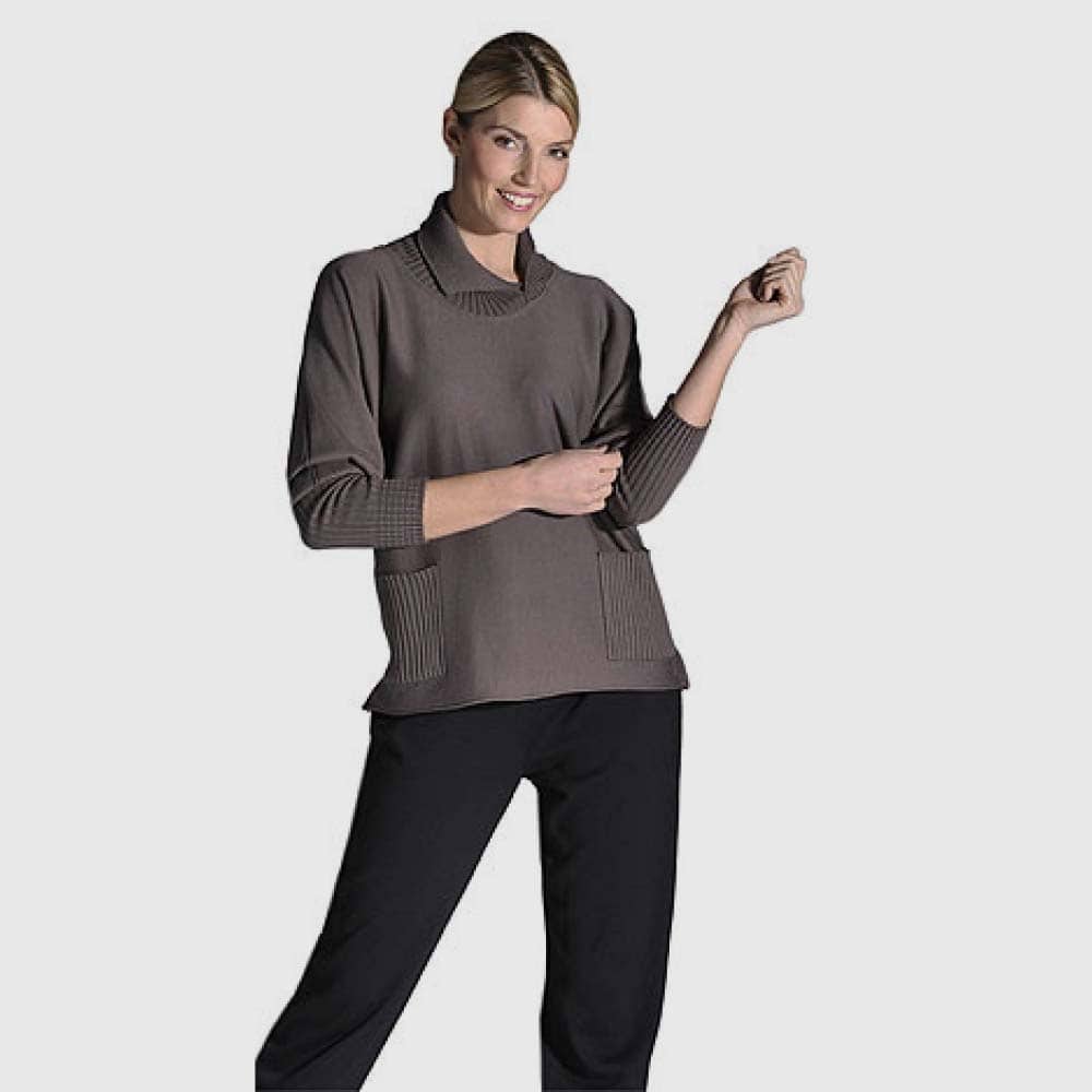 Pullover Rippenbündchen, offener Rolli