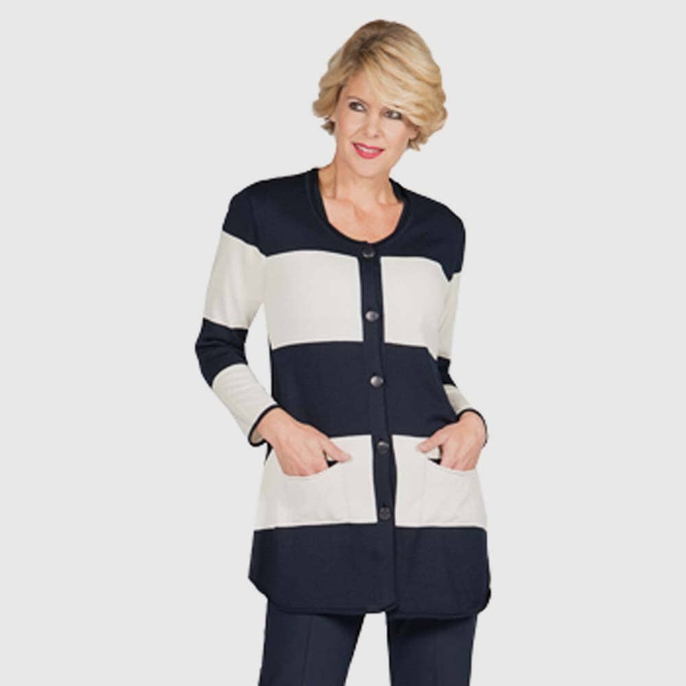 Jacke glatt mit Taschen, Rippeneinsatz