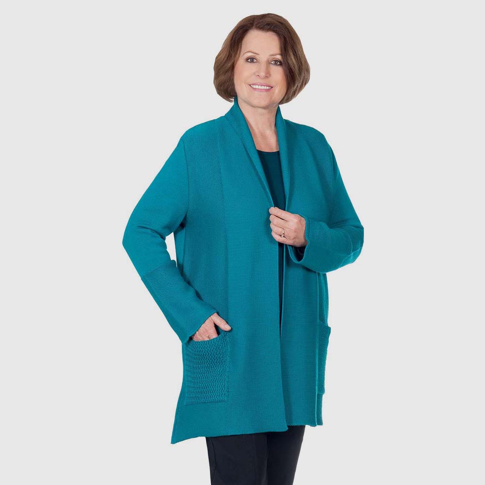 Schalkragenjacke Strukturstrick-Mix