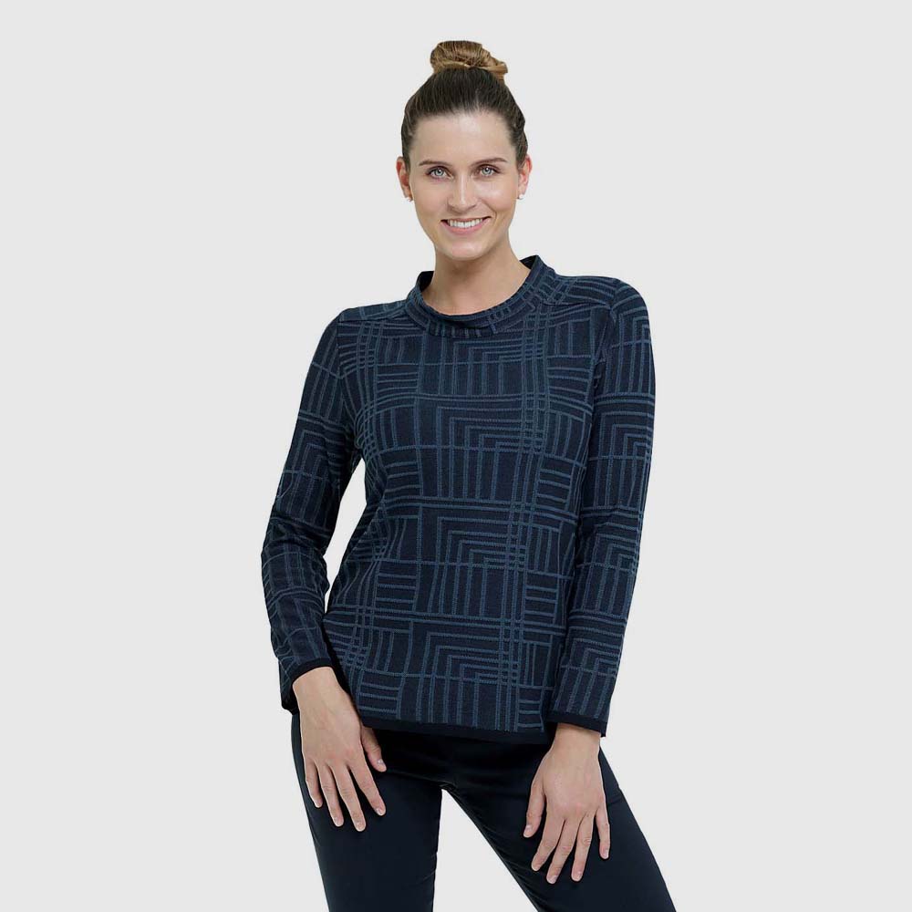 Pullover grafisches Muster, Stehkragen