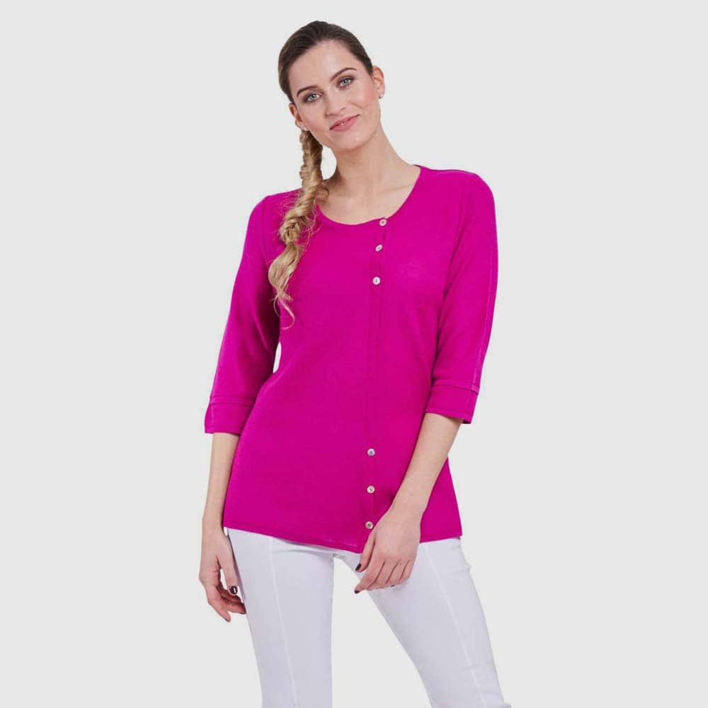 Pullover mit Knopfleiste, 7/8 Arm