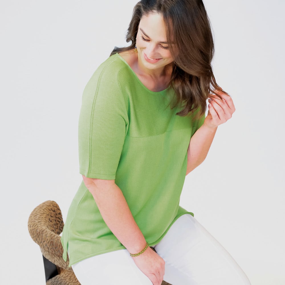Pullover Viskose mit Sattel, Kurzarm