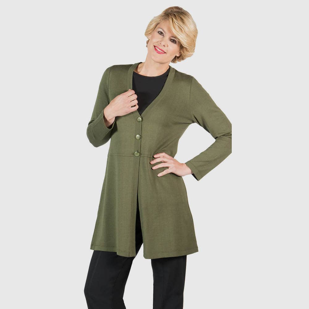 Long-Cardigan mit Querteilung