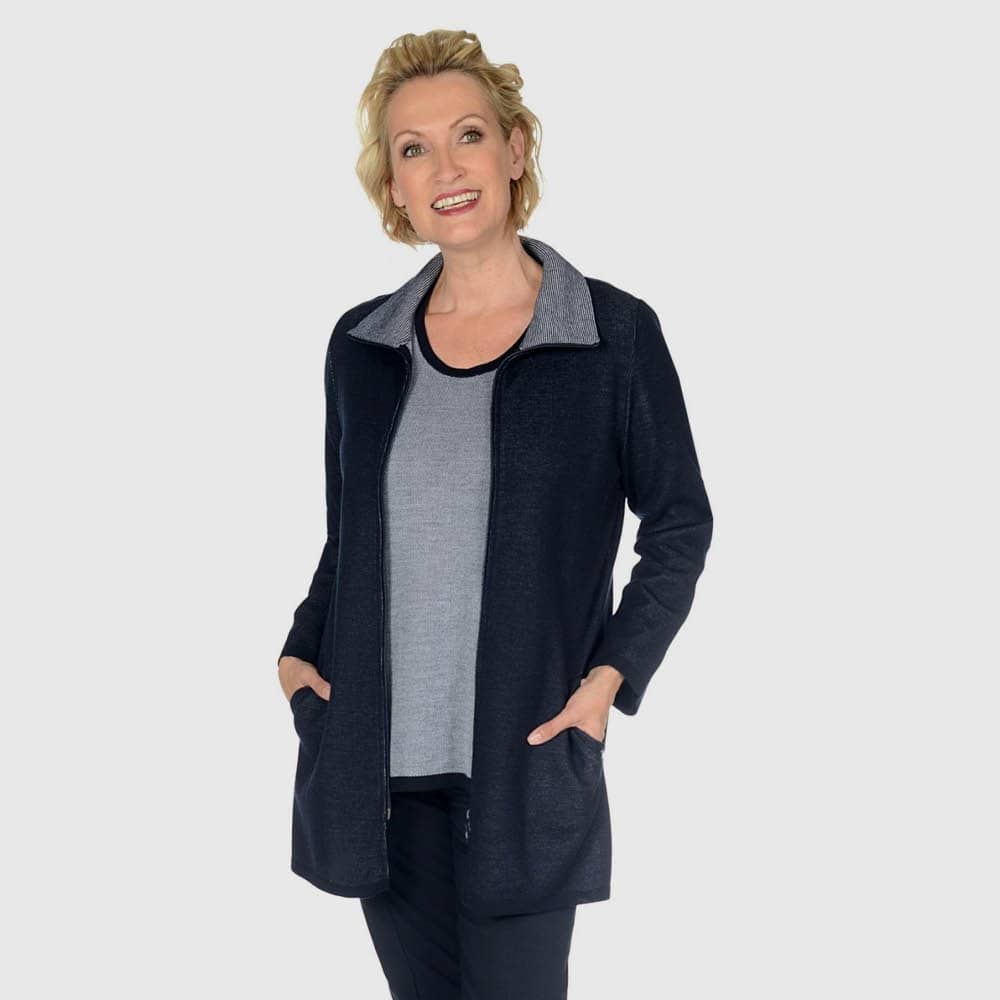 Jacke Stehbund, Doubleface-Optik