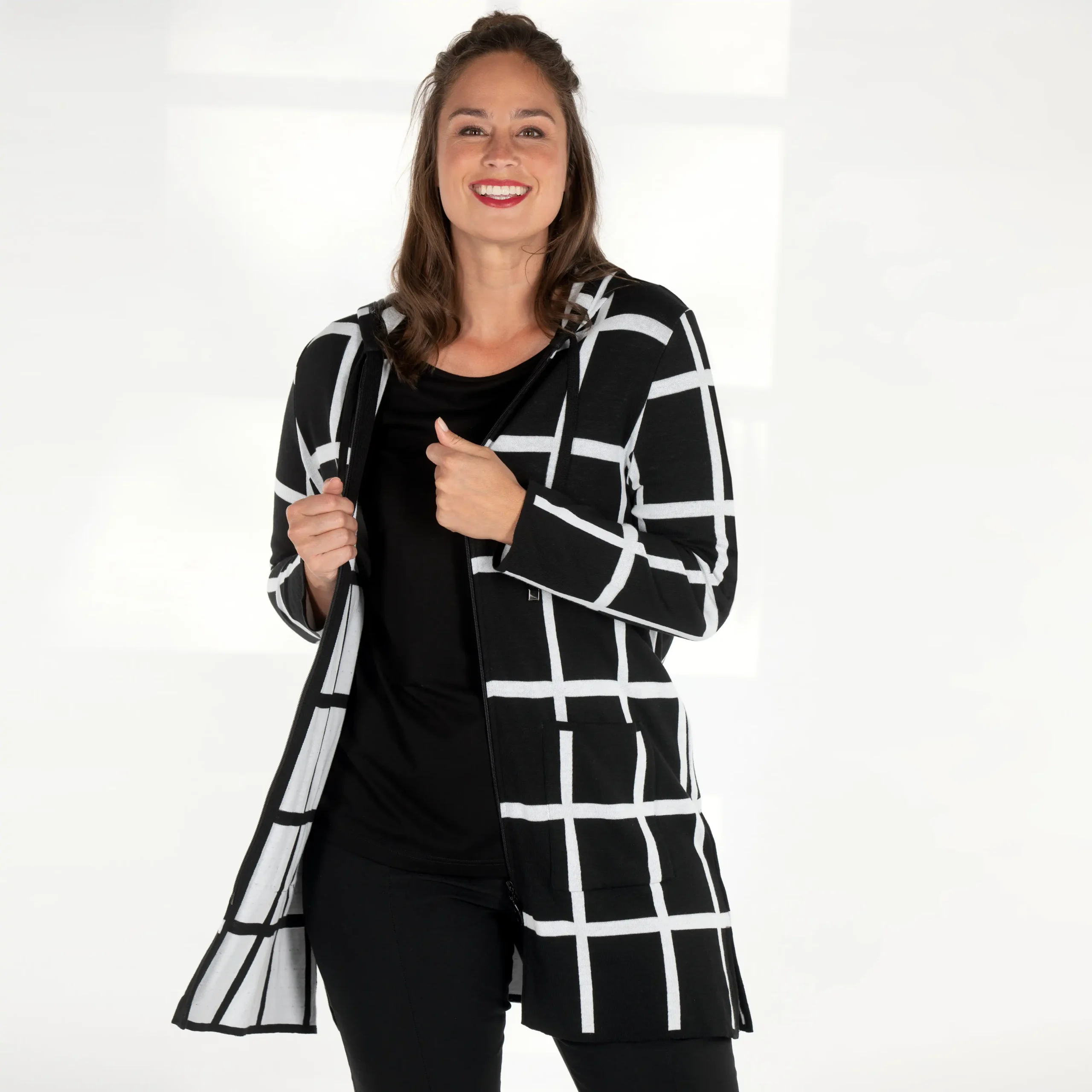 Jacke Karo mit Kapuze