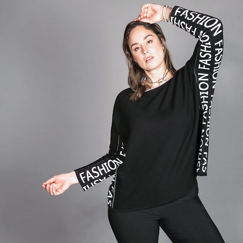 Kastenpullover LL mit Schriftzug