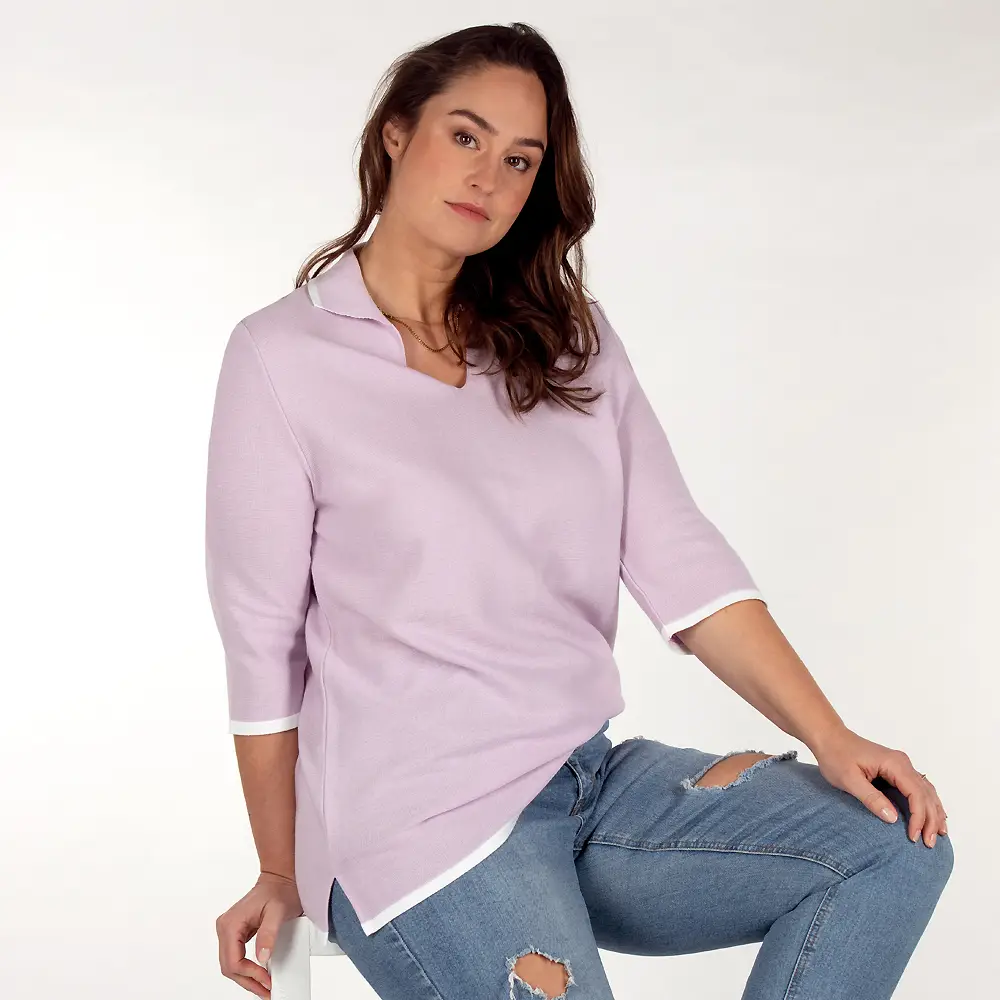 Pullover Polokragen, Kurzarm
