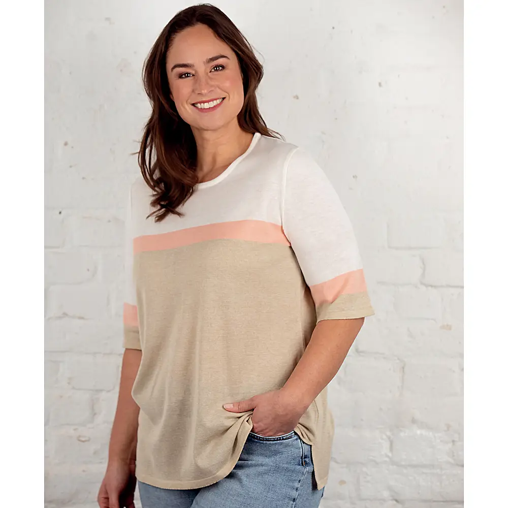 Pullover Kurzarm, colour block
