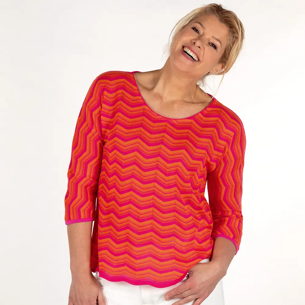 Fledermaus-Pullover zigzag, 7/8 Arm