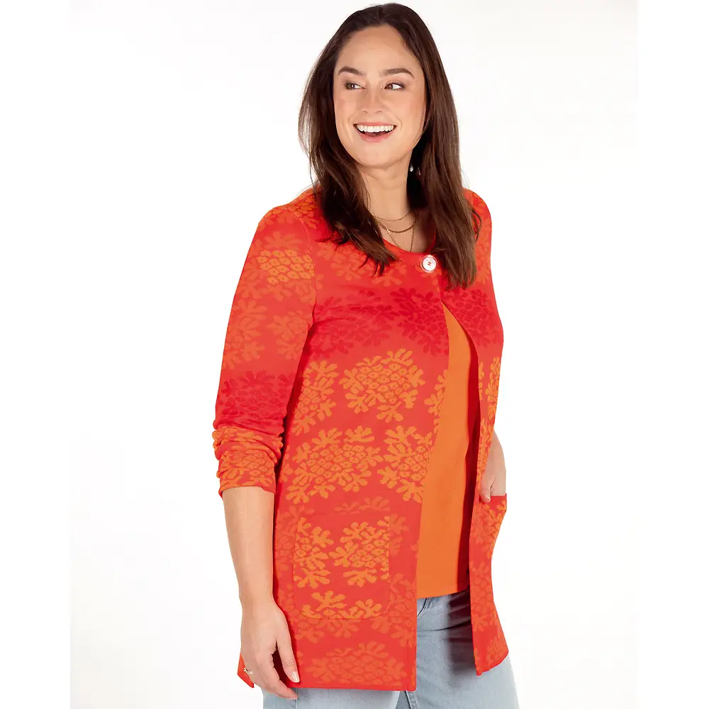 Jacke Blumen-Jacquard mit Knopf