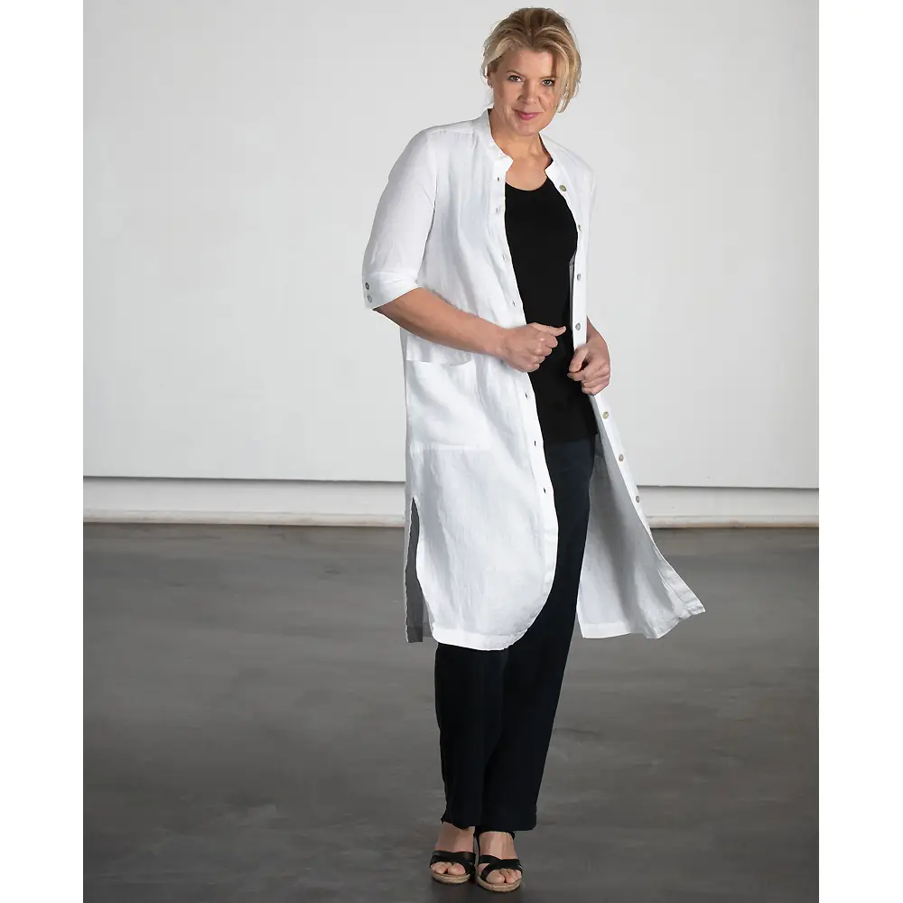 Leinen-Kleid, geknöpft