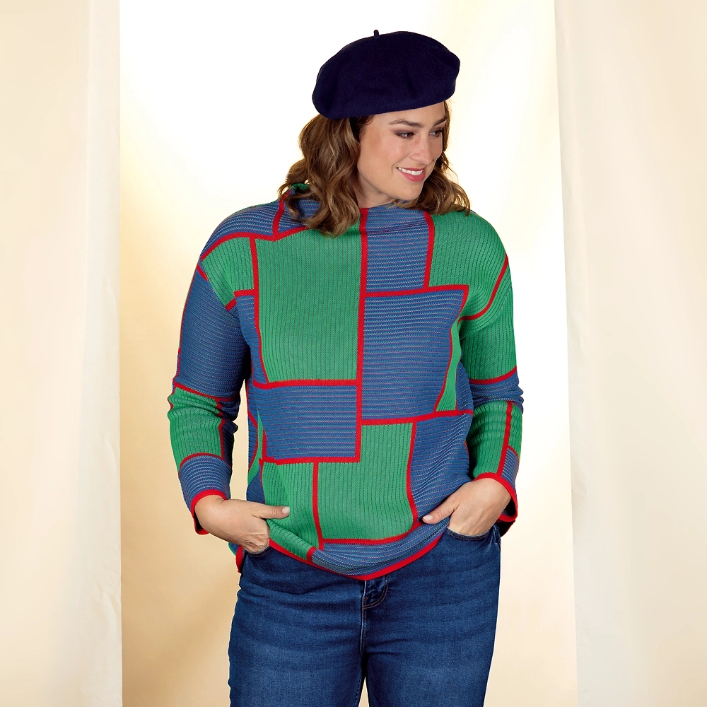 Pullover Patchwork, Langarm